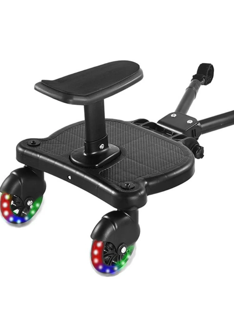 مقطورة عربة أطفال مزدوجة غير قابلة للانزلاق مع لوحة خطوات خلفية قابلة للفصل - تصميم محمول قابل للطي لملحقات سفر الطفل المستقرة #6