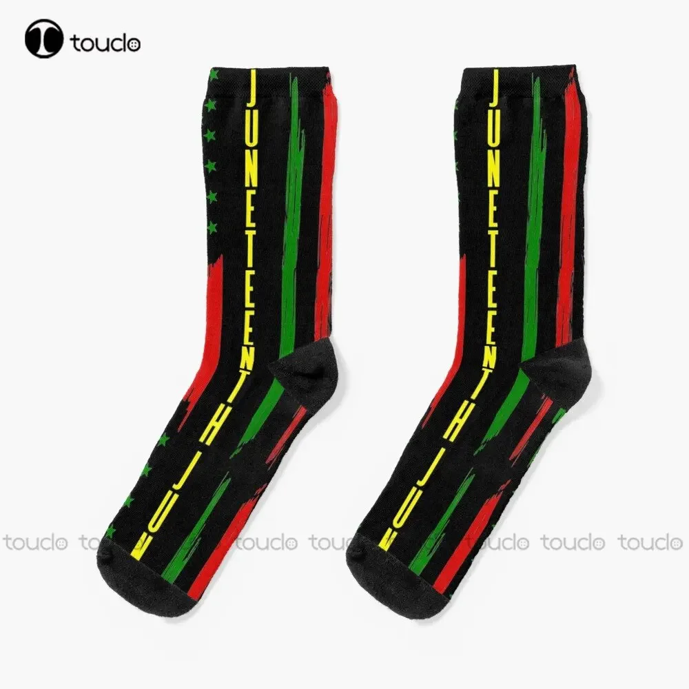 Juneteenth Celebrate Black Freedom Usa Flag Black History Socks Basketball Socks 360° Digital Printing Custom Gift Streetwear