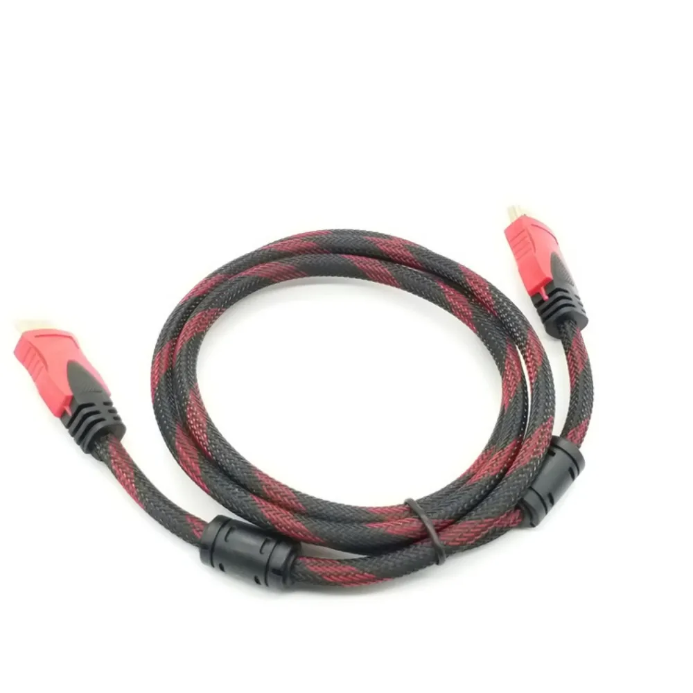 High Speed HDTV Cable HD Black And Red Braided Compatible 1.4V Cable High Speed TV Data Computer Monitor Support 1080P