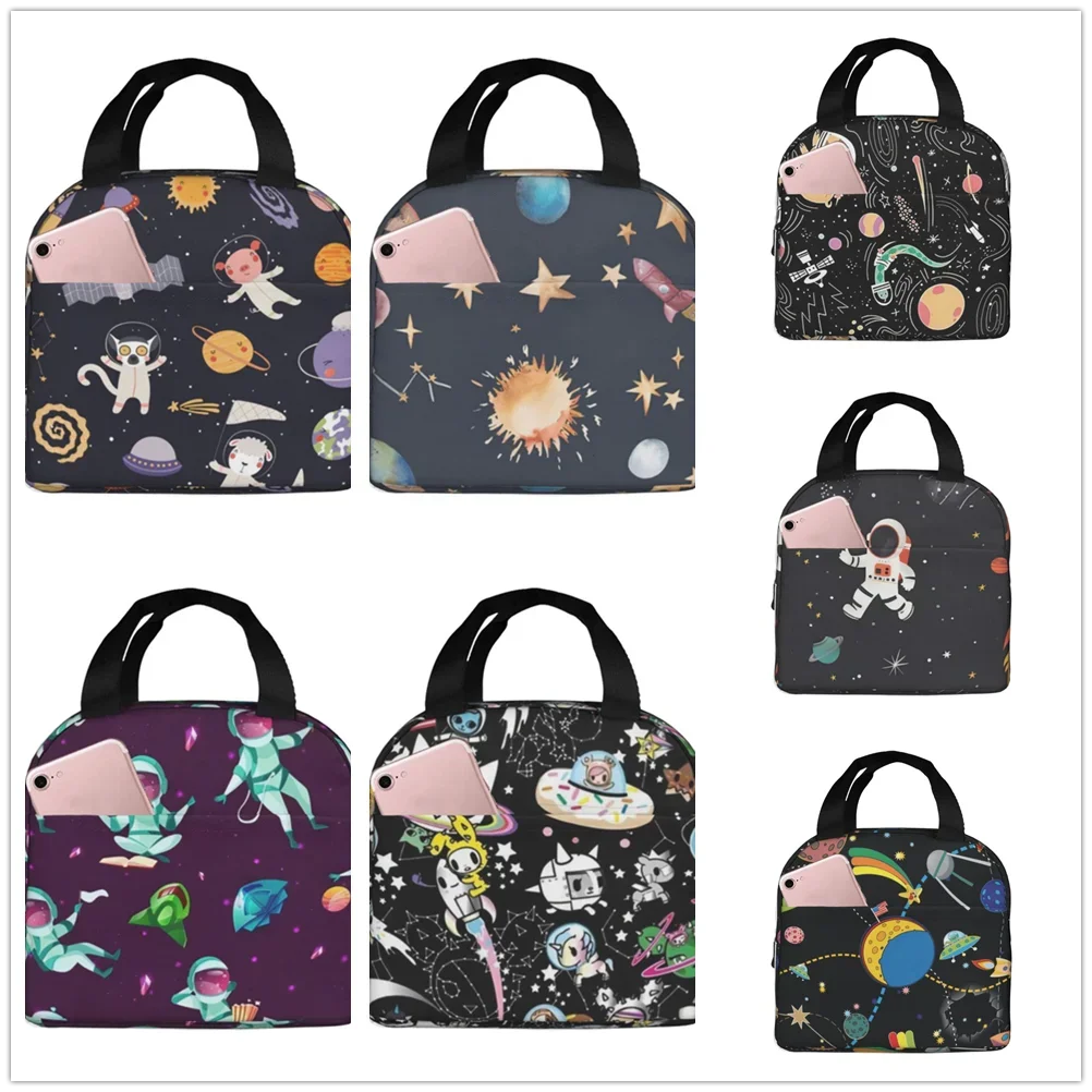 Astronaut sky cartoon Insulated Thermal Bag Lunch bag Foods Drink Storage Leakproof Picnic Camping Bags Outdoor Box beach