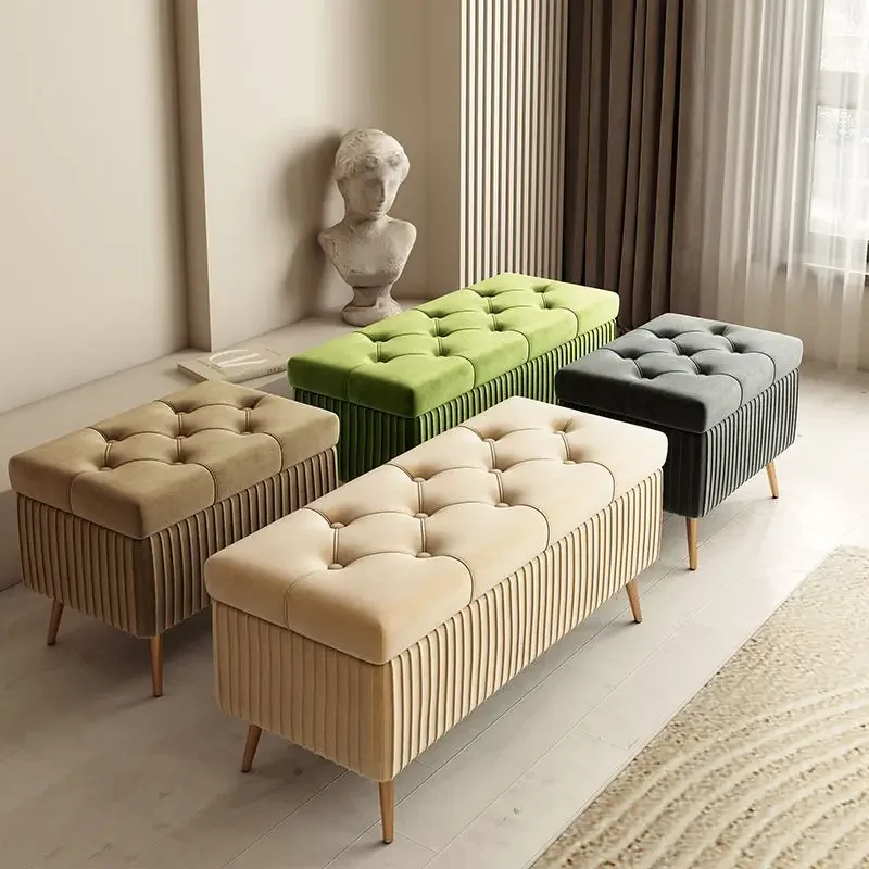 

Nordic Strip Storage Shoes Changing Stool Household Entrance Sofa Stool Rectangular Can Sit in The Fitting Room Storage Ottomans