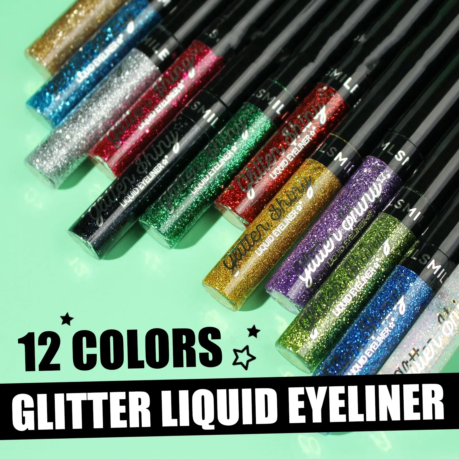 Diamond Shiny Eye Liners Eyeshadow Waterproof Silver Rose Gold Color Glitter Sequins Eyeliner Eye Shadow Makeup Beauty Cosmetics