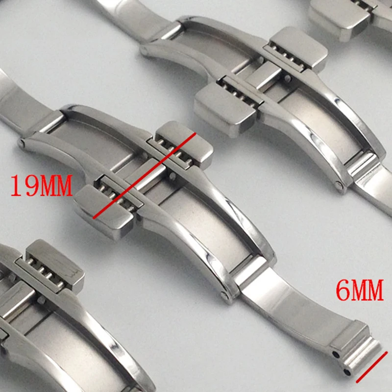 Butterfly Deployment Watch Band Buckle Metal Silver Stainless Steel Watch Strap Clasp Button Accessories for Tissot T1853