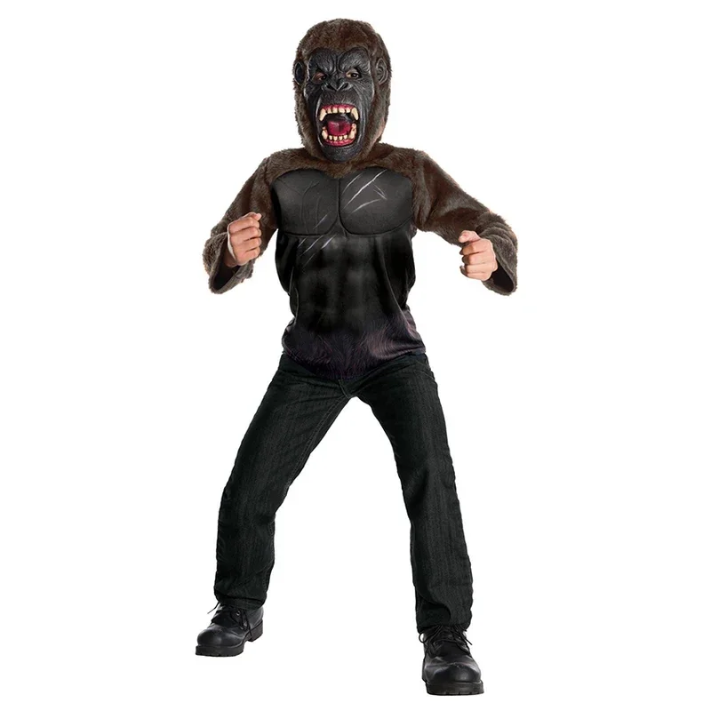 King Kong Gorilla Costume Chimpanzee Top Halloween Costume for Kids Gorilla Ferocious Mask Cosplay Anime Carnival Disguise