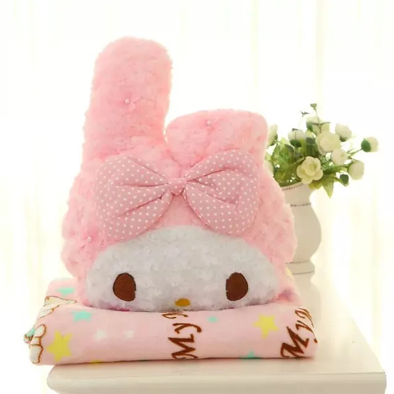 Manta de cojín de felpa de Hello Kitty Rose para niños, juguete de felpa, almohada suave, muñeca decorativa, ropa de cama, regalo de cumpleaños,