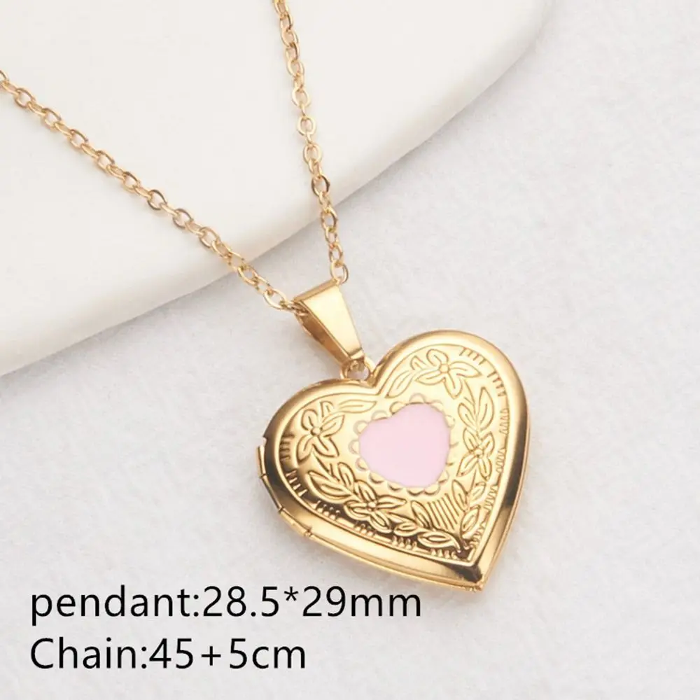 Openable Photo Picture Locket Necklace DIY Necklace Valentine\'s Day Heart Locket Necklace Friendship Necklace
