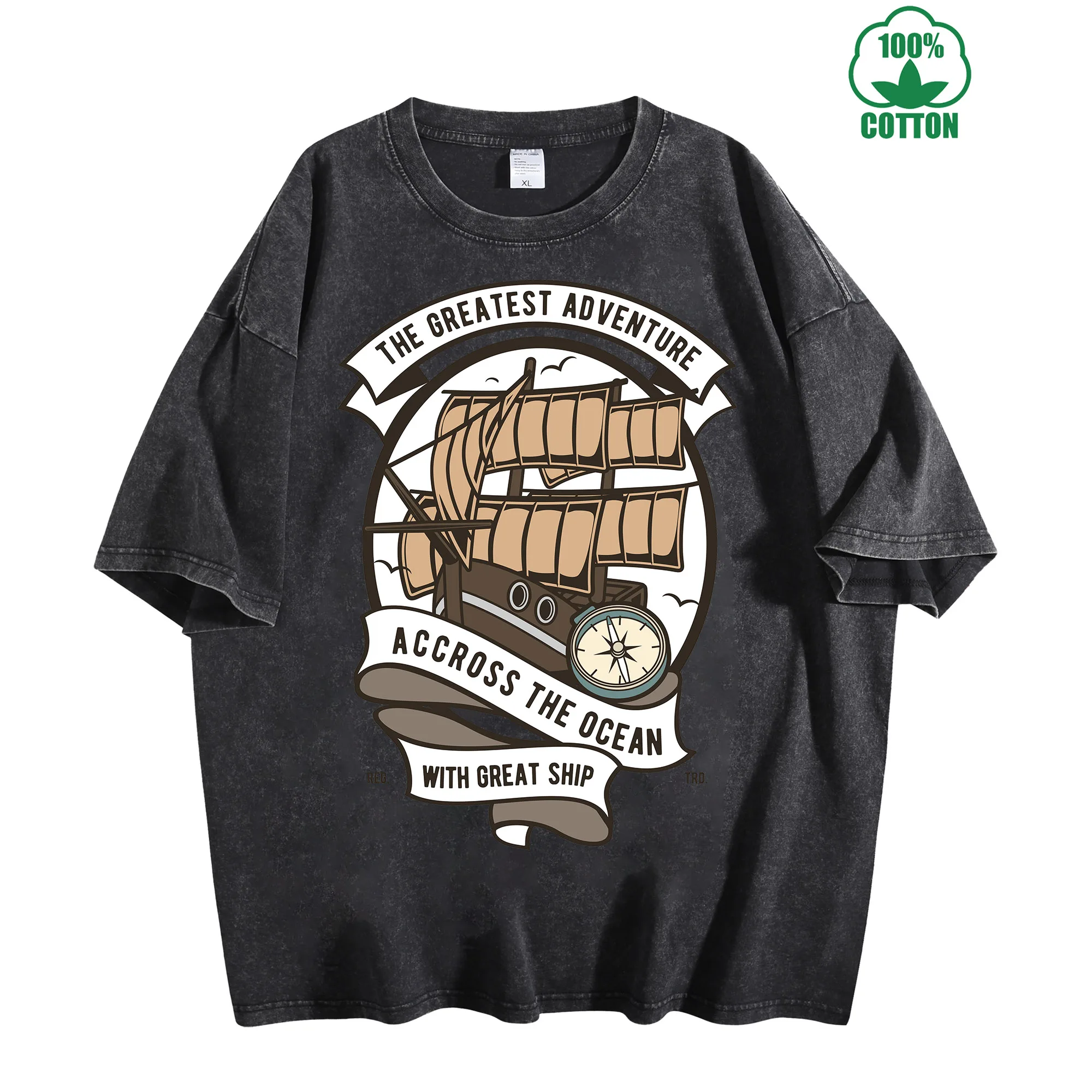 

Винтажная потертая футболка Greatest Adventure, 230 г, 100% хлопок, удобная уличная одежда большого размера, унисекс