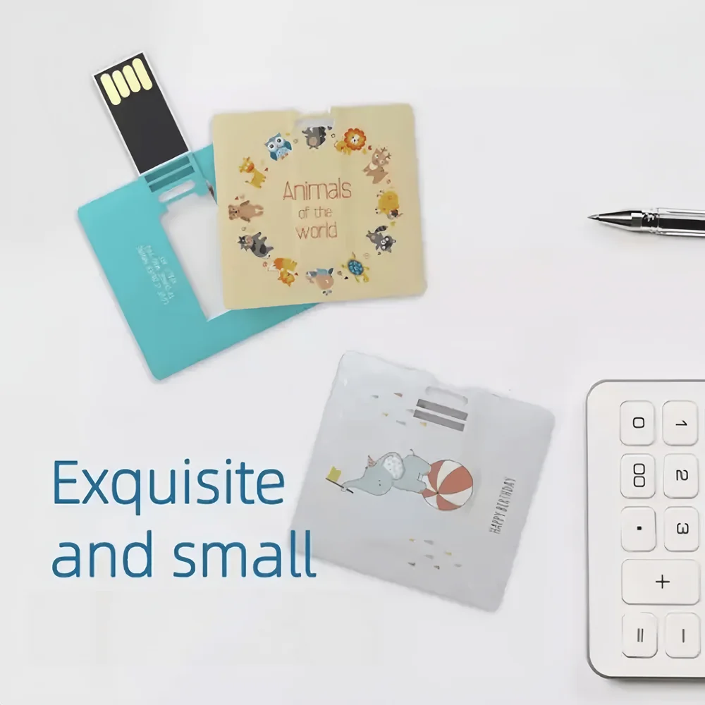 10Pcs/lot Small Square Card USB2.0 Flash Drive 4GB 8GB 16GB 32GB 64GB 128GB Free Custom Color Printing LOGO