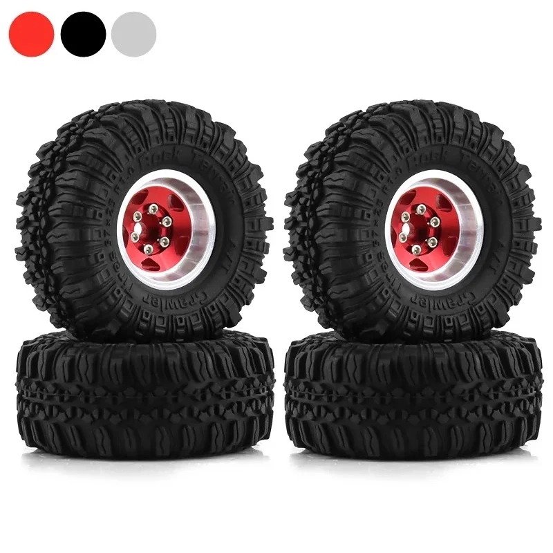 

4pcs 57mm Metal 1.0" Beadlock Wheel Rim Rubber Tire Set for 1/18 1/24 RC Crawler Axial SCX24 AX24 TRX4M FCX24 Upgrade Parts