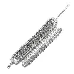 Fashion Vintage Statement Coin Tassel Bracelets Bangles For Women Metal Handmade Crystal Rhinestone Adjustable Ethnic Bracelet