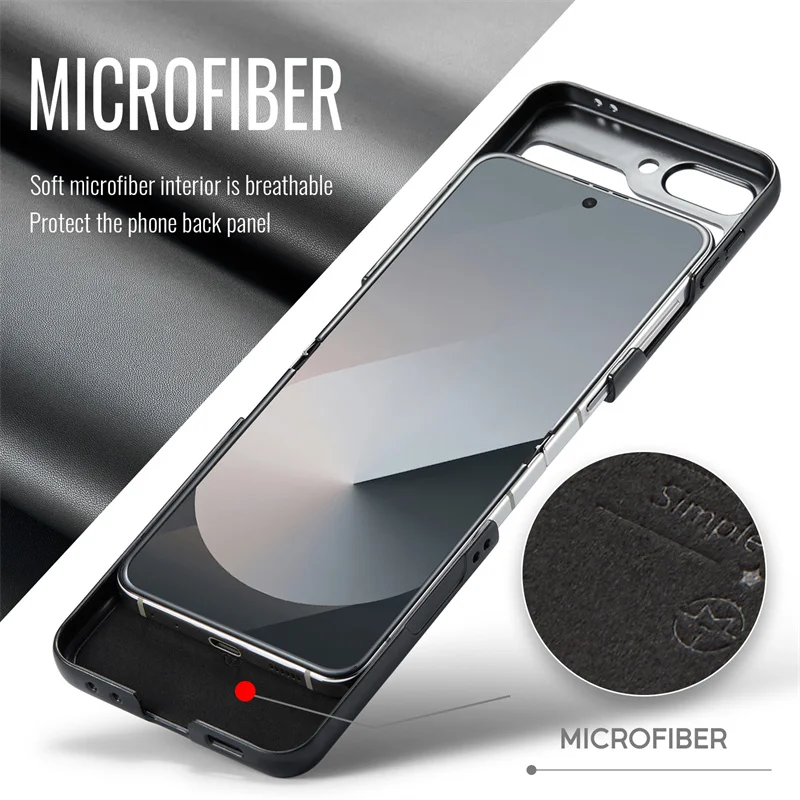 Для Samsung Z Flip 7 6 5 5G Высококачественный чехол для телефона из искусственной кожи премиум-класса, внутренний мягкий противоударный тонкий чехол из ТПУ с защитой от царапин