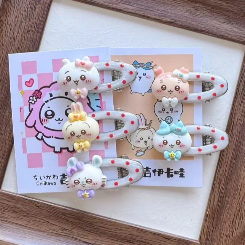 

Chiikawa Hair Clip Usagi Cartoon Cute Hollow Out Polka Dot Style Sweet Side Headpiece Bangs Clip Hair Accessory Baby Girl Gift
