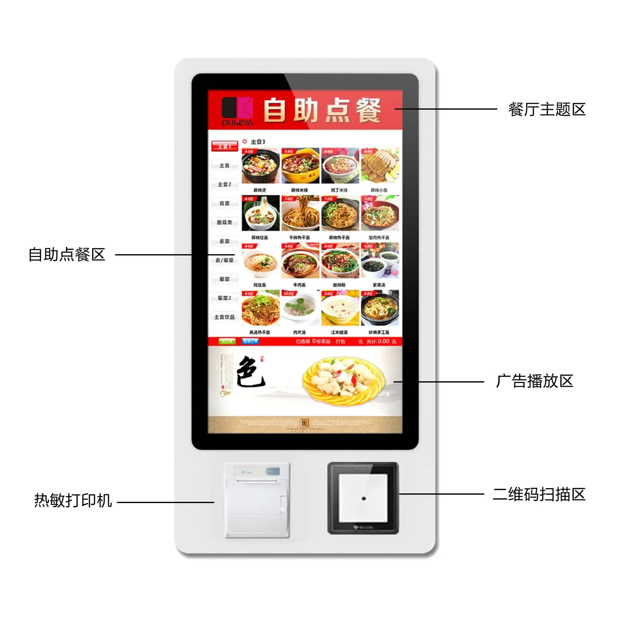 

Service Wall-Mounted Touch Screen Checkout with SDK Facial Recognition & Metal Case Self Ordering Restaurant Kiosk Self
