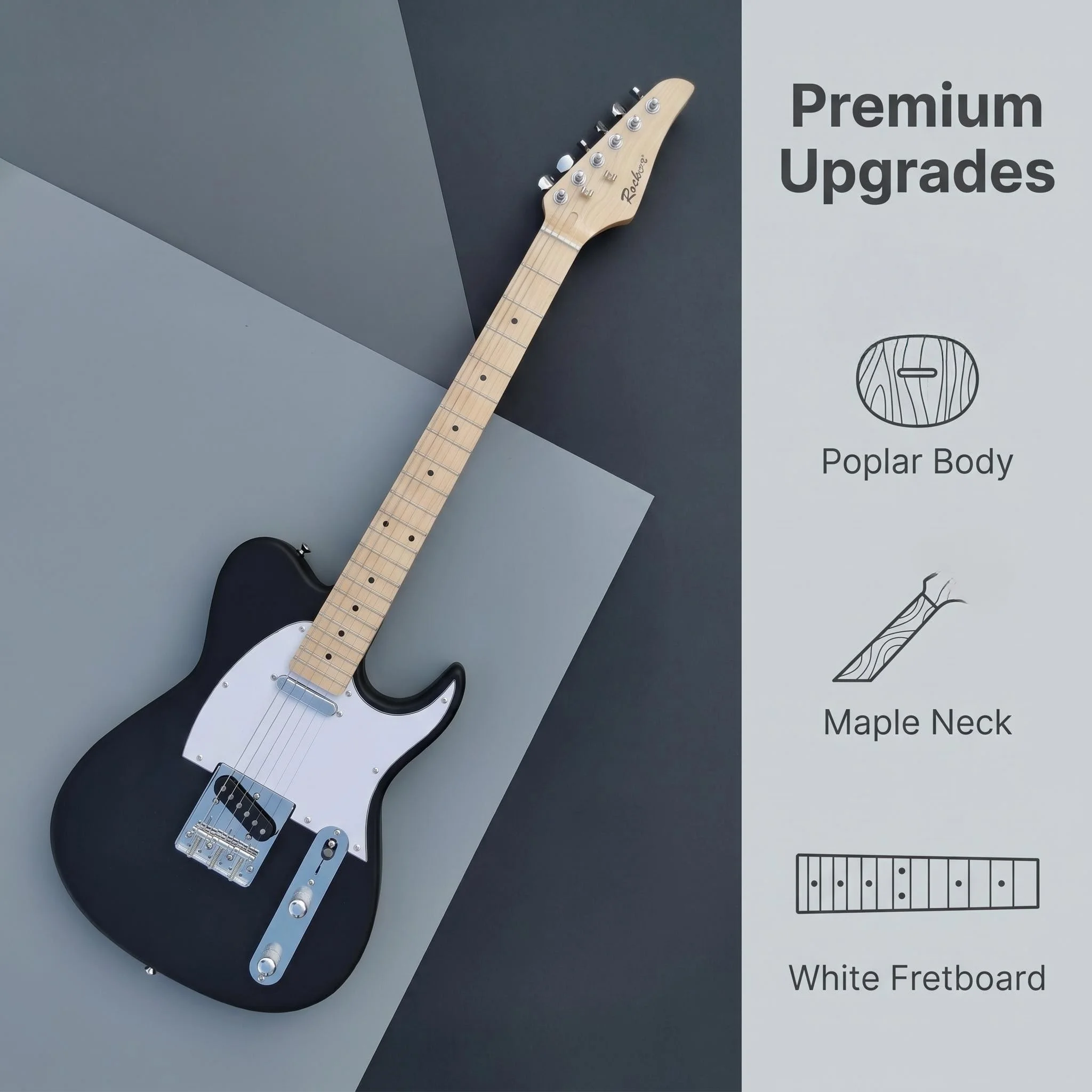 39 inch matte black TL electric guitar, maple neck and fingerboard, high-end configuration, professional electric guitar