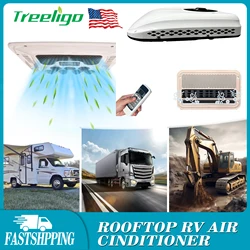 Treeligo 12V/24V Cooling RV Rooftop Air Conditioner 13500BTU Electric Parking Air AC Unit for Motorhome Truck Camper Van Caravan