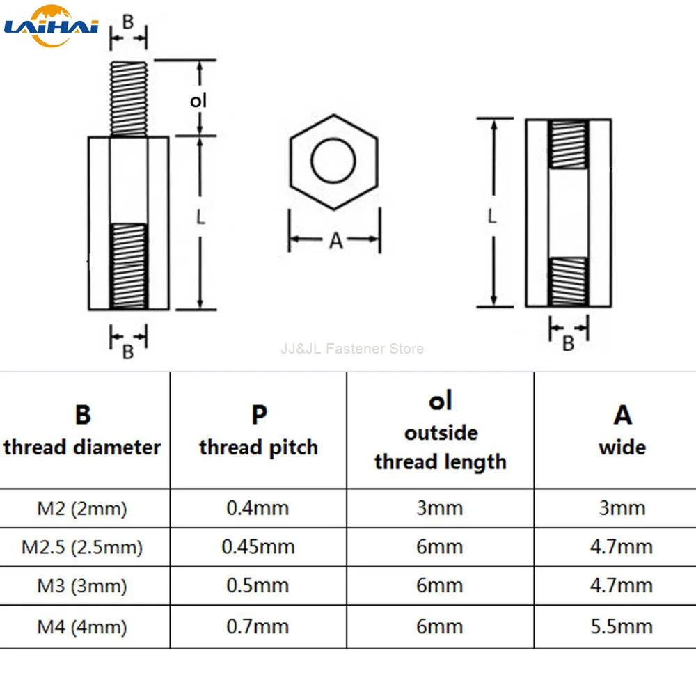 10/50pc Solid Brass Copper M2 M2.5 M3 M4 Hex Standoff Hexagon Pillar M-F F-F Male-Female Female Spacer for PCB Board Motherboard