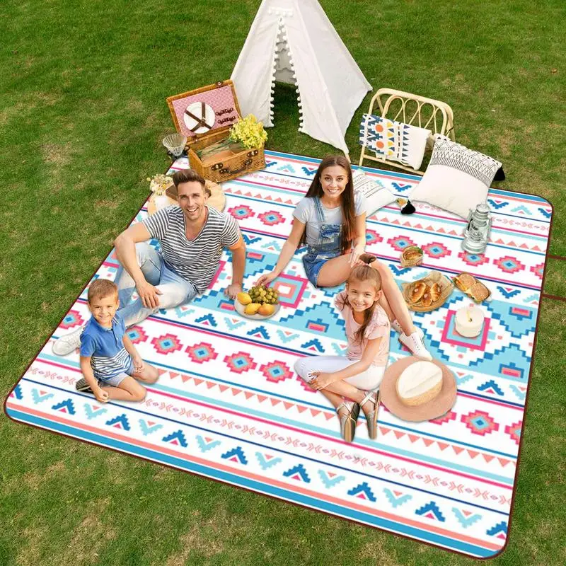 Boho Picnic Blanket Waterproof Sandproof Boho Picnic Blanket For Beach Camping Pad With Storage Bag Washable Foldable Beach Mat