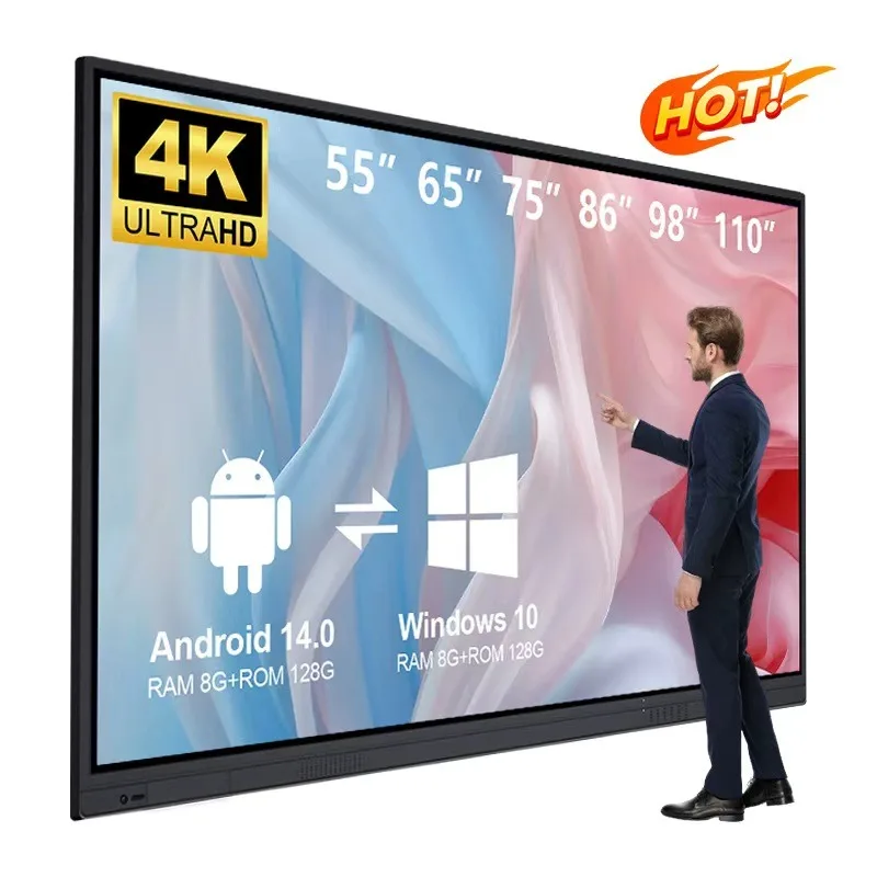 Factory Price 4k 86 55 65 75 85 98 115 Inch Android/OPS Touch Screen Digital Whiteboard Smart Board Interactive Whiteboard