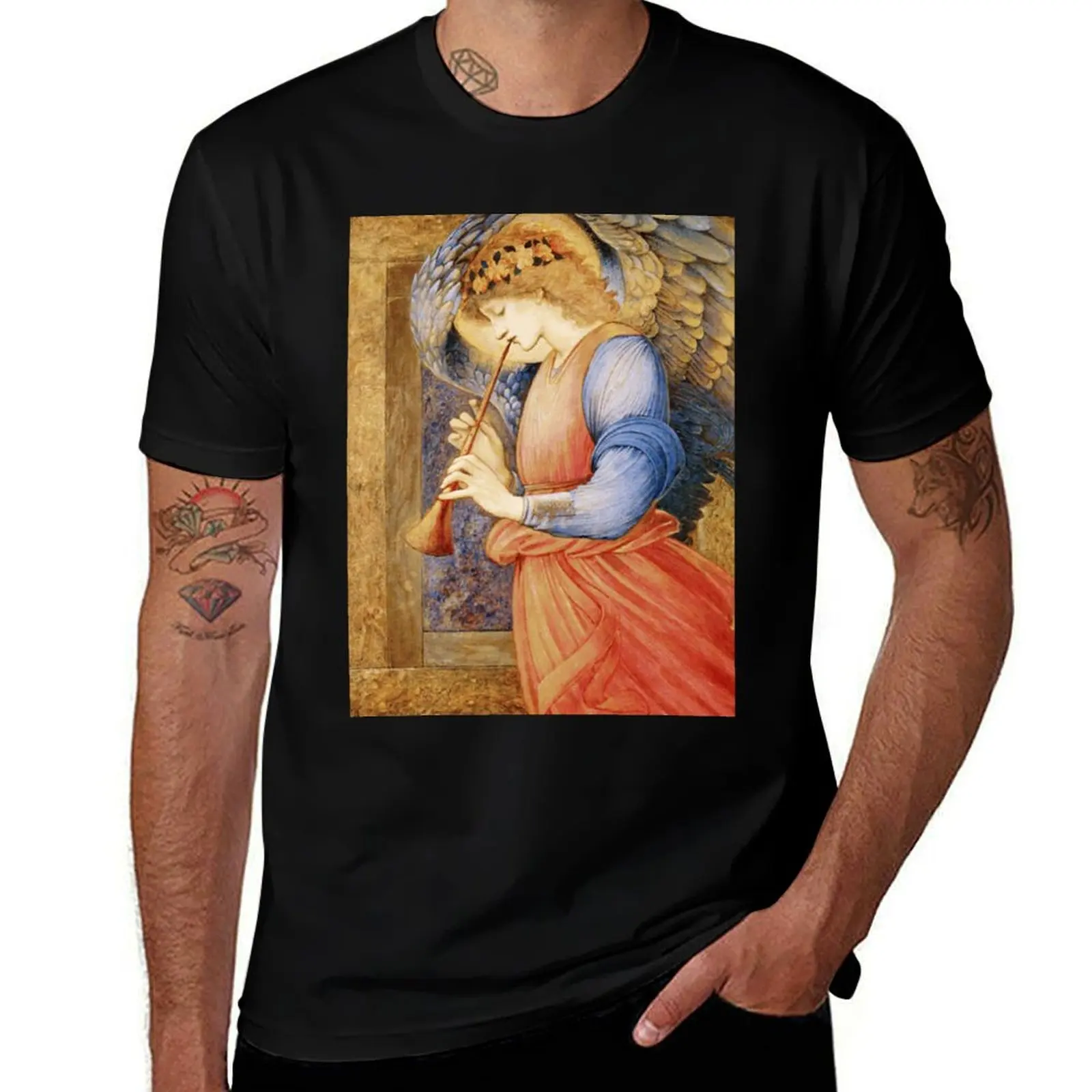 Edward Burne-Jones – Angel Playing A Flageolet T-Shirt, Herren-T-Shirts für Herren, lässiges, unverzichtbares T-Shirt