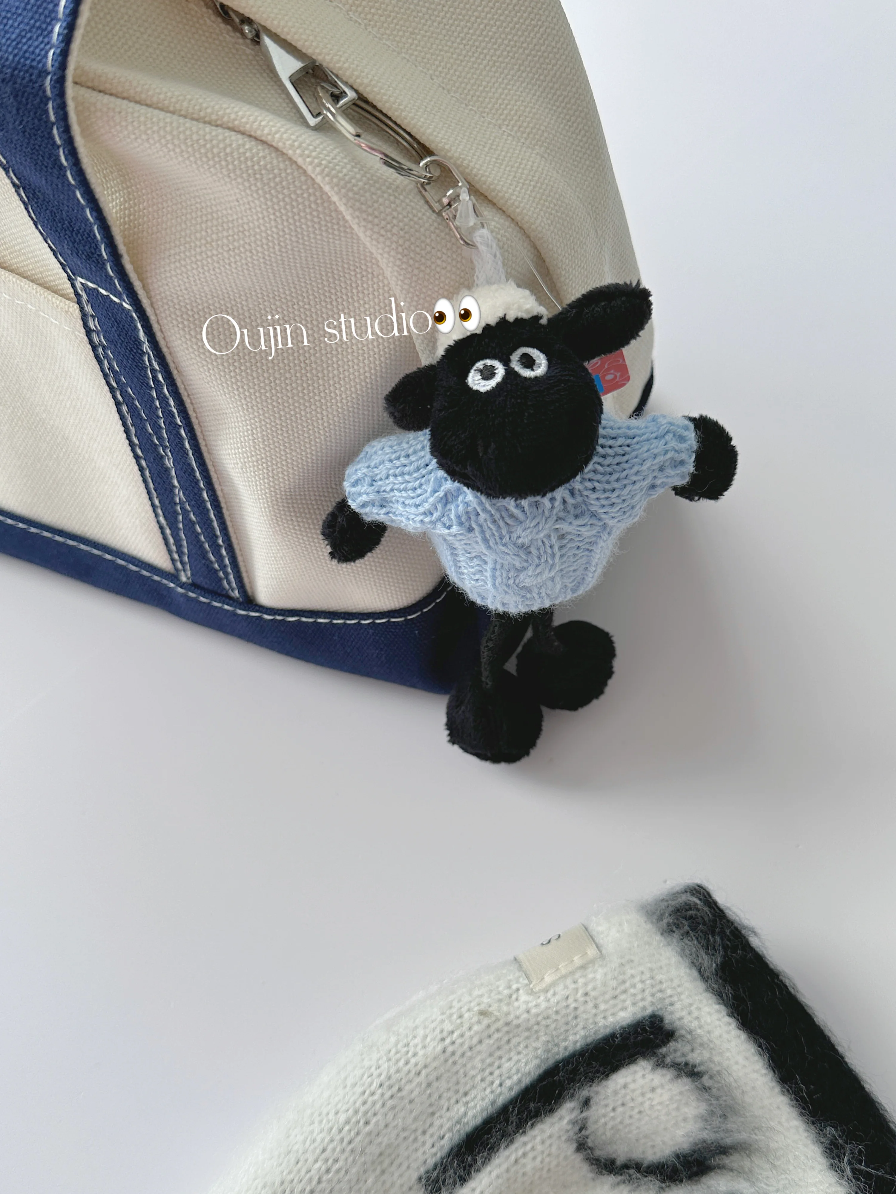 Korean ins niche cute sweater lamb bag pendant car keychain cute plush doll couple cute