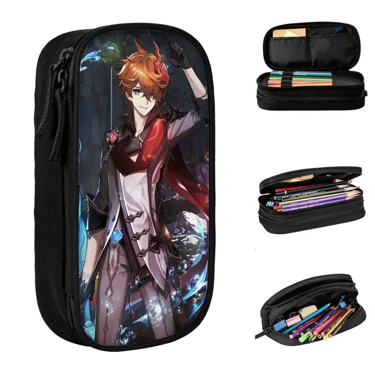 

Childe Tartaglia Pencil Cases Genshin Impact Anime Pen Bags Girls Boys Big Capacity Students School Gift Pencilcases