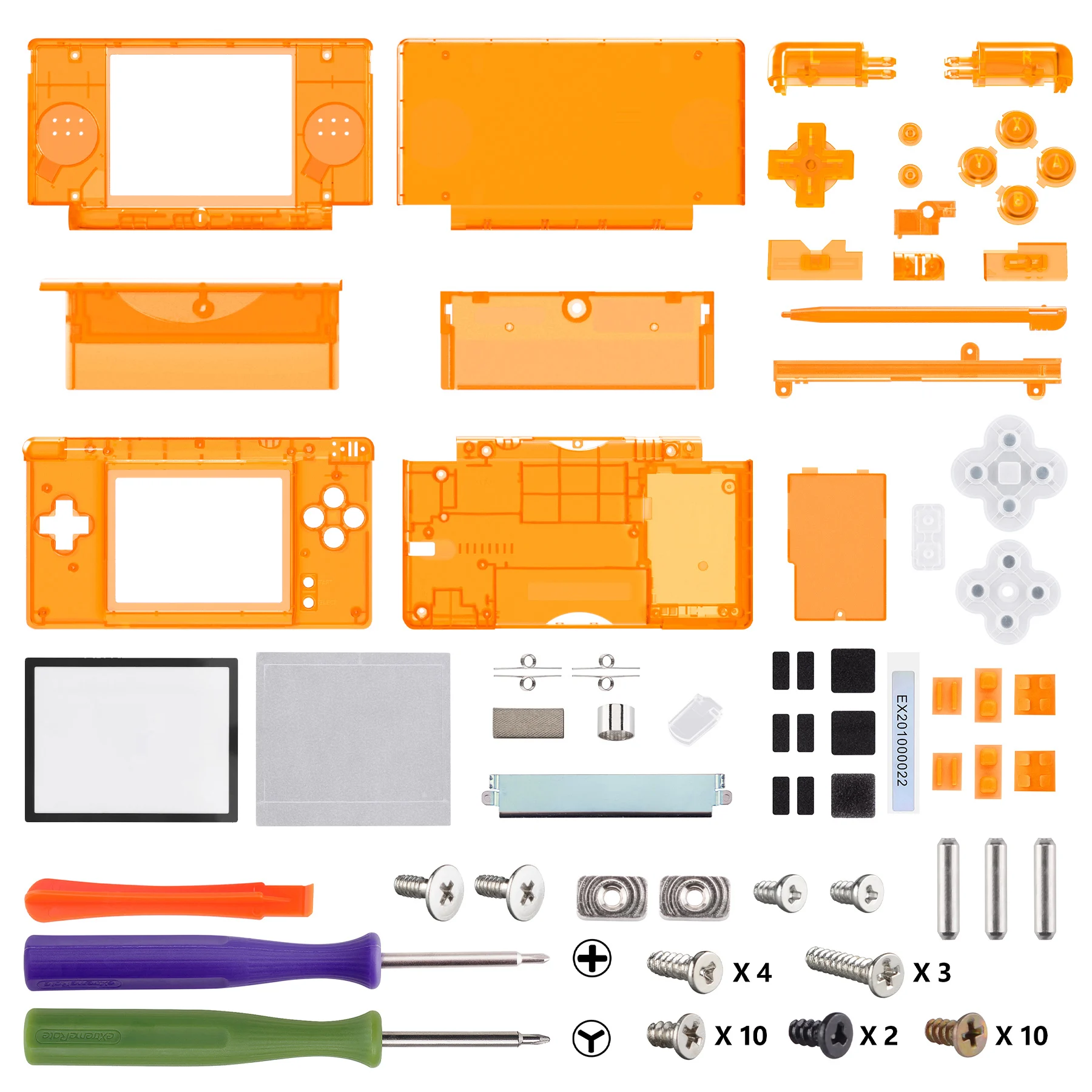 eXtremeRate Ersatz-Vollgehäuseschale für Nintendo DS Lite, individuelle Gehäuseabdeckung, Knopf-Bildschirmlinse für NDSL – Clear Series