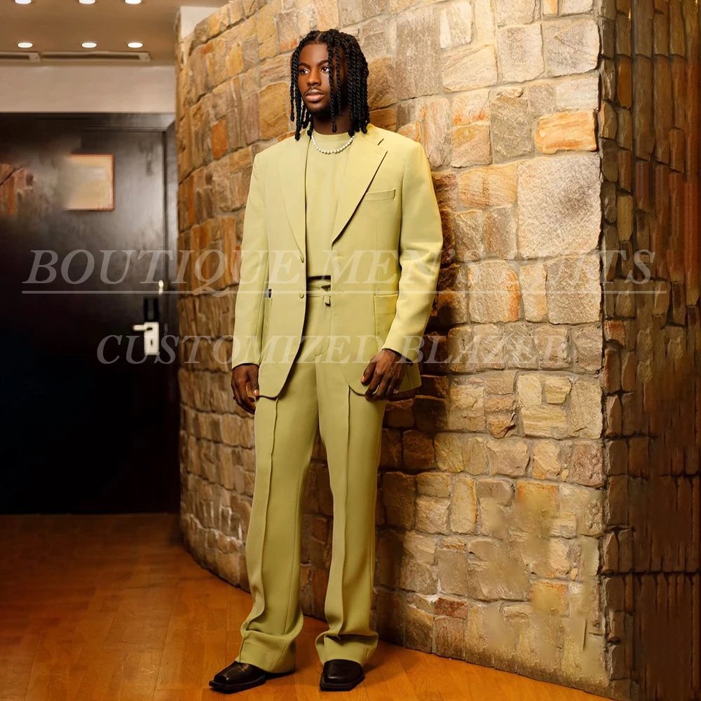 

Мужские костюмы-двойки, элегантные вечерние комплекты с курткой и брюками, повседневные однобортные облегающие однотонные наряды с лацканами на заказ