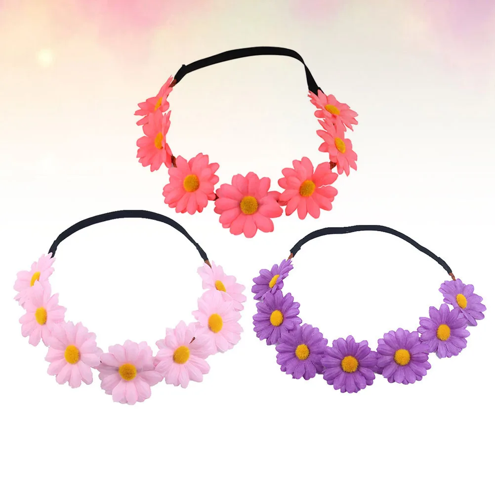 

3Pcs Simulation Daisy Headband Classic Flower Hair Hoop Lightweight Comfortable Perfect for Weddings Prom Parties Fashion Hair