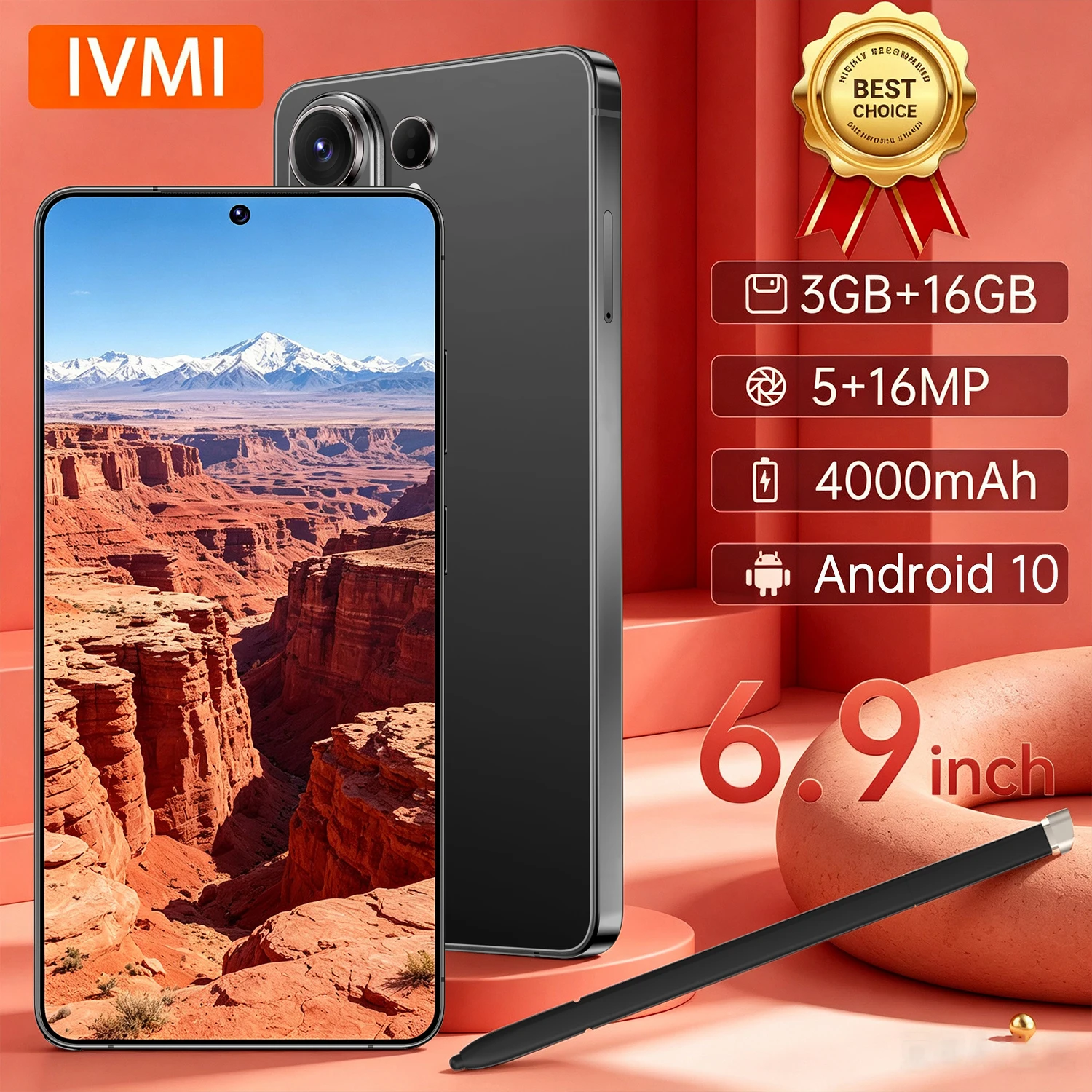 IVMI 17Pro Max Smartphones 3GB RAM 16GB ROM Android Dual SIM 6.9" Face ID WIFI Google Play Store GPS Cellphone Mobile Phones