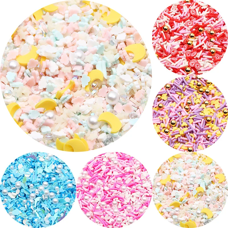 

500pcs/Pack Mix Heart Soft Clay Flower Dolphin Moon Star Slice Resin Filler for Nail Art Epoxy Mold DIY Craft Making Wholesale