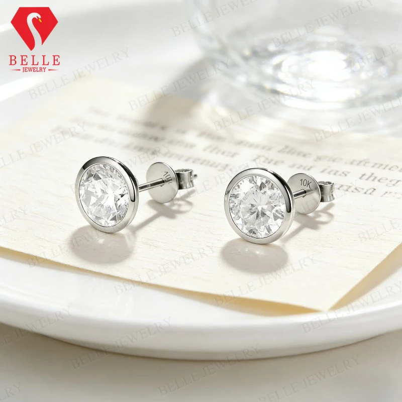 

Серьги из стерлингового серебра 925 пробы с муассанитом цвета D, круглой бриллиантовой огранки, S925, 10K, 14K, 18K, изысканные ювелирные изделия, подарок для нее на годовщину или вечеринку