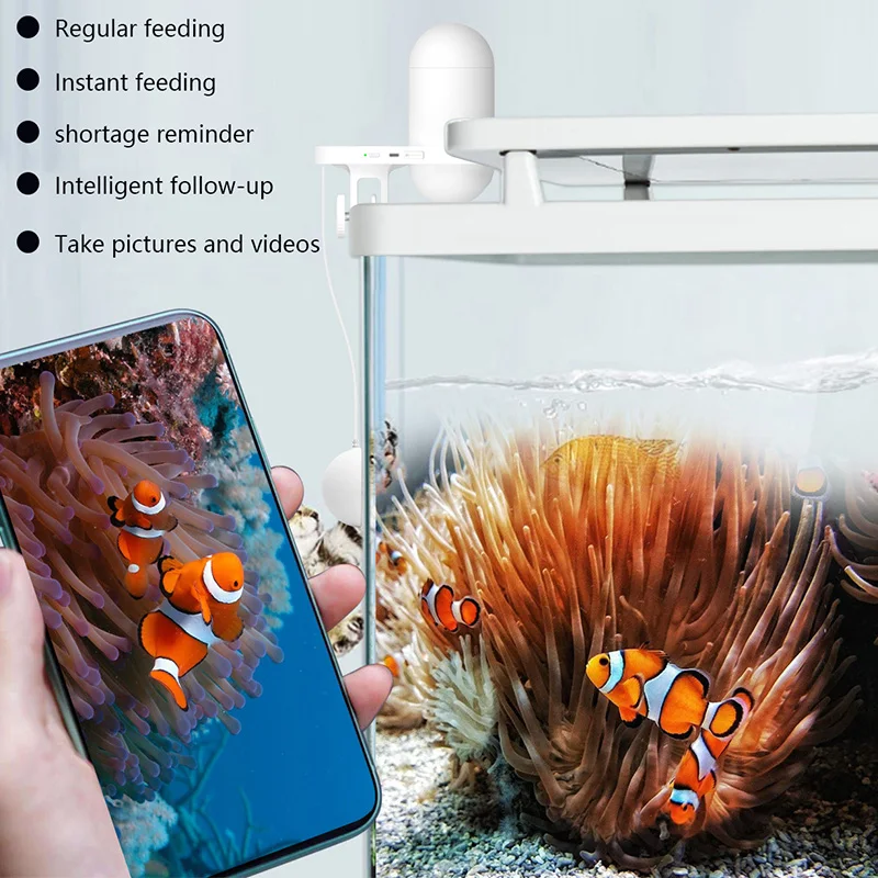 Wistino ホーム 4MP HD カメラ自動魚フィーダーナイトビジョンビデオ録画再生ペット