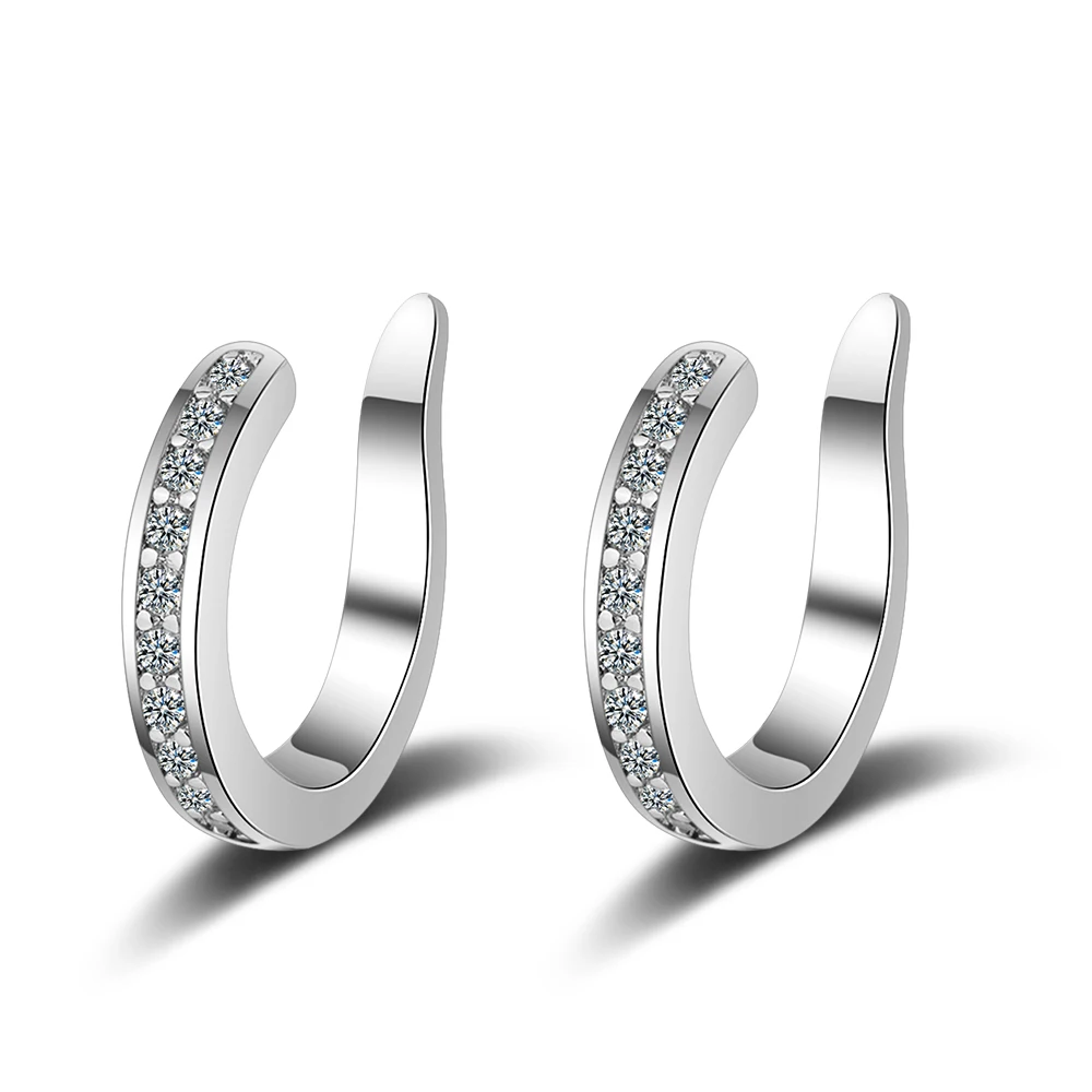925 Sterling Silver Full Moissanite Ear Cuff Clip Earrings For Women Sparkling Lab Diamond Without Piercing Jewelry Pendientes view 5