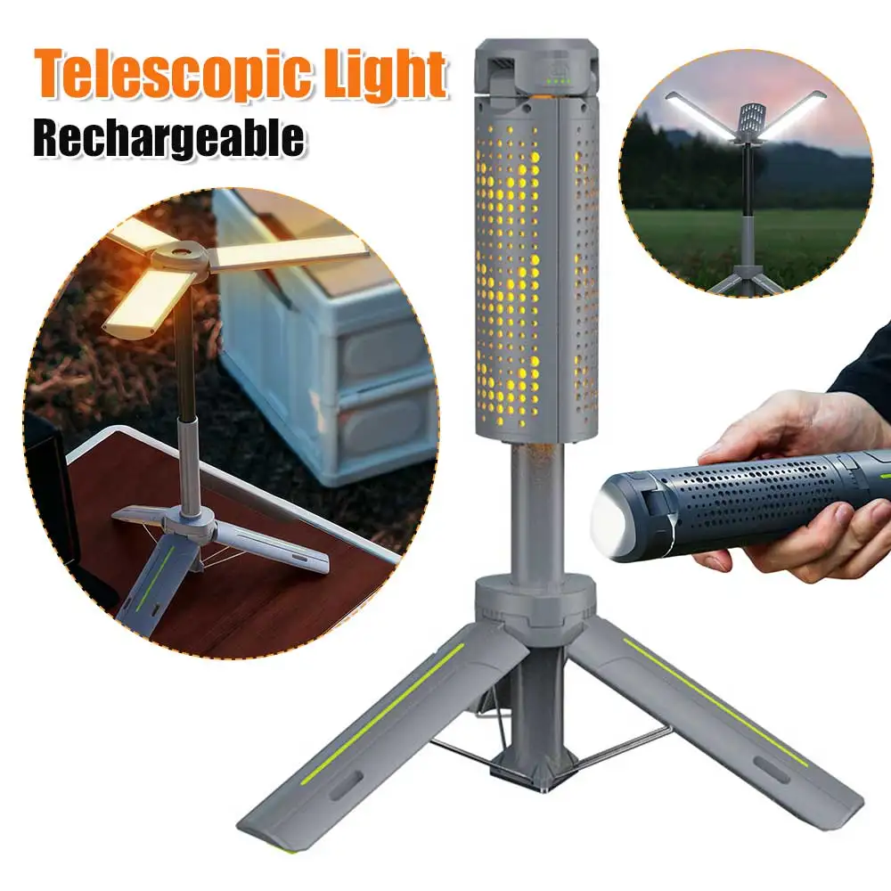 伸縮式キャンプランタン-充電式ポータブル懐中電灯-ハイキング、釣り、旅行、緊急時用