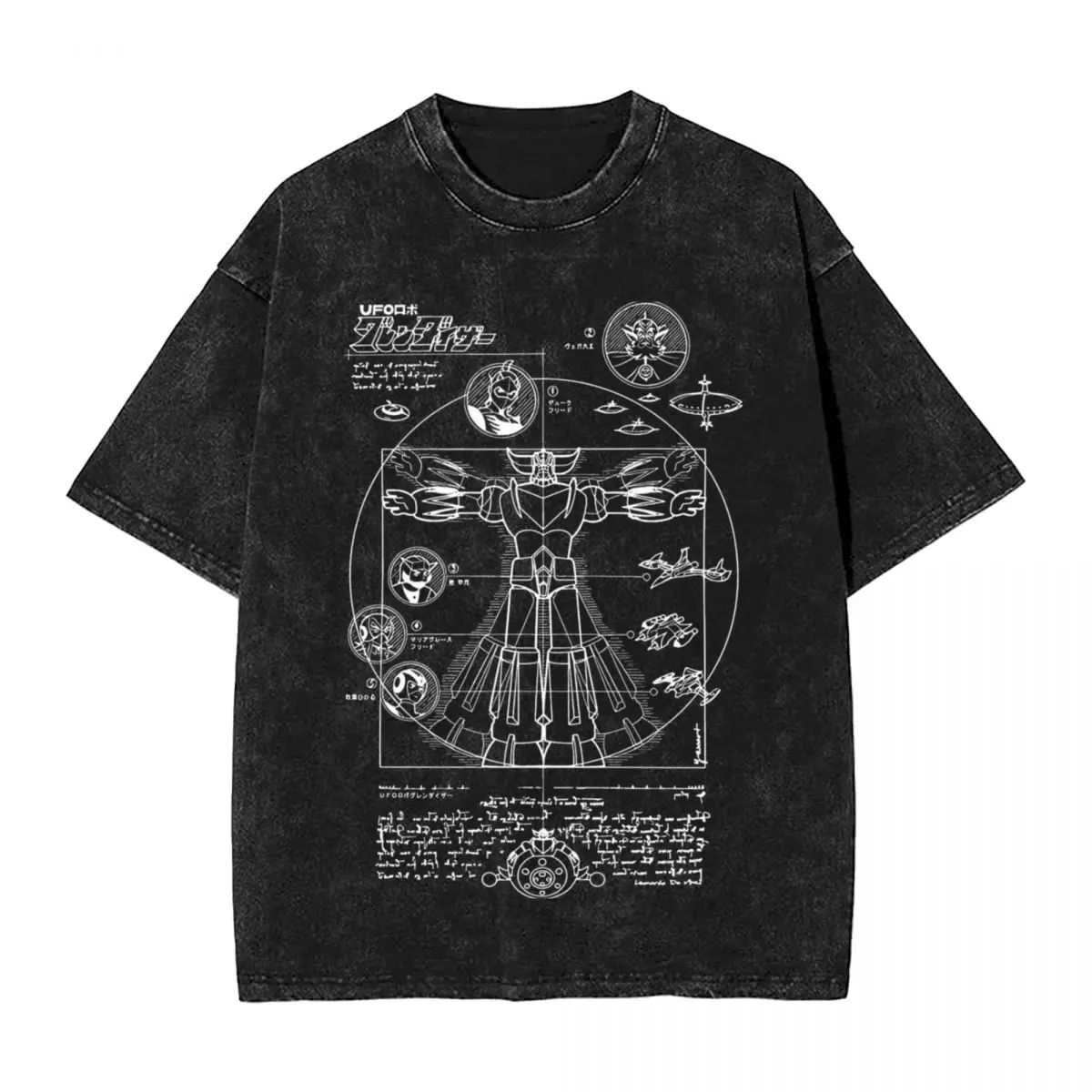 

Футболка Grendizer DaVinci, потертые футболки большого размера из 100% хлопка Mazinger Z, аниме Goldorak для мужчин и женщин, уличная футболка