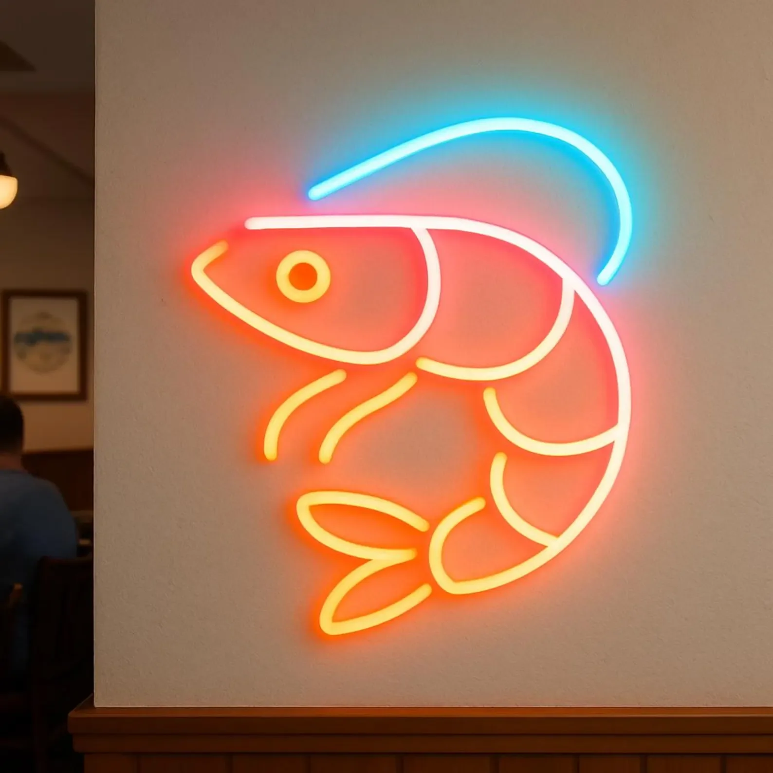 Shrimp Neon Sign, Seafood Restaurants Light, Seafood Led Sign, Gift Idea Chef, Kitchen Neon Decor