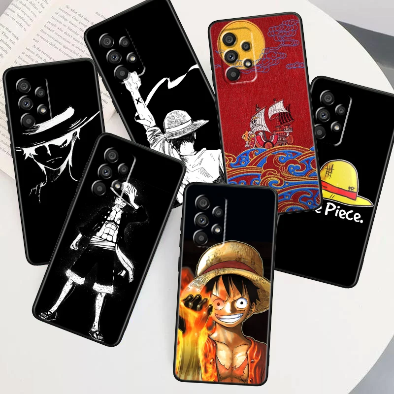 Anime Luffy satu bagian tren, untuk Samsung A53 A52 A33 A32 A51 A71 A21S A13 A73 A55 A22 A23 A35 A72 A54 A12 5G hitam lembut