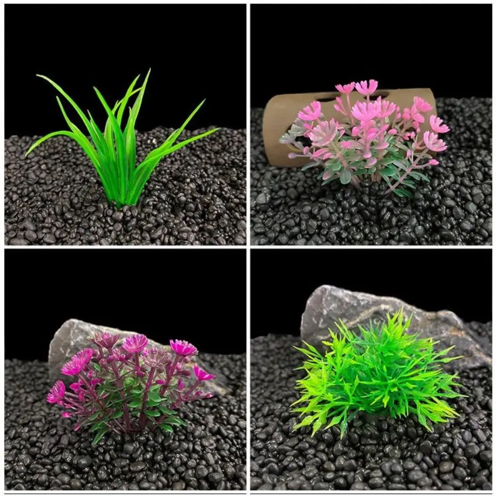 Plastic Artificial Aquarium Plant Height Range 4-8cm Low Grass Simulation Water Weeds Ornament Mini Aquatic Plant Ornament