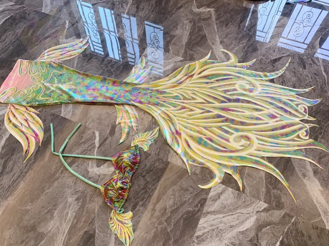 Original Mermaid Australian Webbed Tail Aquarium Mermaid Diving Photoshoot Swimsuit Customized Hot Stamping Mermaid Tail Set view 5