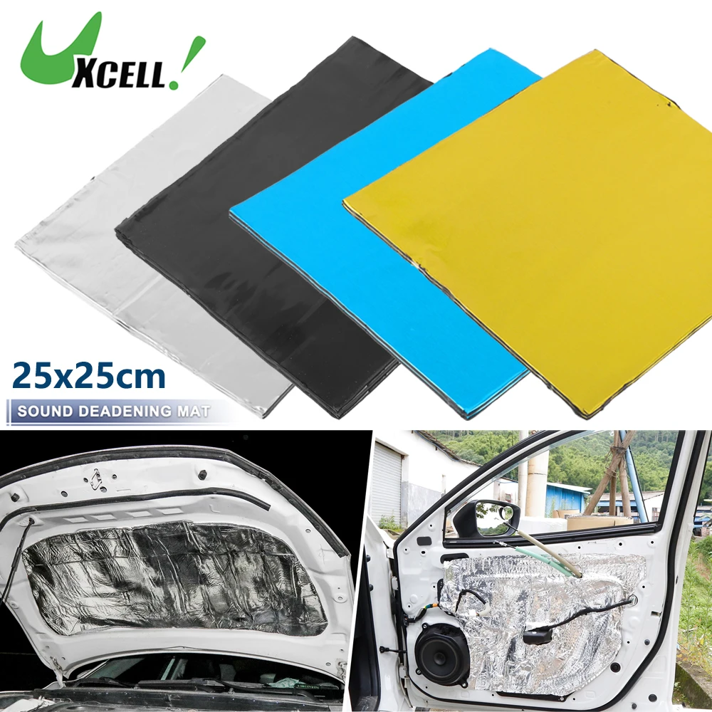 

UXCELL 2 Pcs Car Sound Deadening Mat Butyl Rubber Sound Insulation 25x25cm Noise Insulator Soundproof Fire Absorbing Material