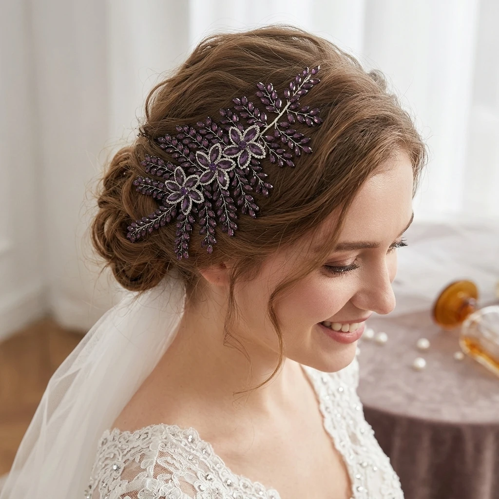 

Bridal Rhinestone Hairpiece Hand-made Crystal Headpiece for Wedding Dress