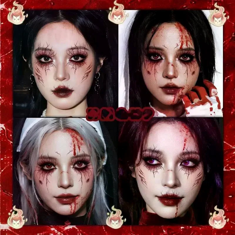 1/4/6pcs Vein Design Fake Tattoo For Halloween Party Body Art Waterproof Vascular Tattoo Stickers For Women Men Eyebrow Face