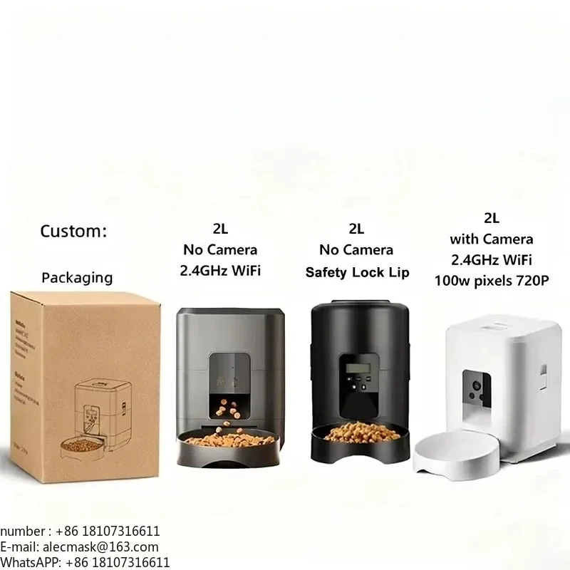 Automatic Pet Feeder Smart Dog Feeder 2L/67.63 oz Button Control Dog Slow Food Timed Smart Cat Food Dispenser