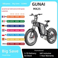 GUNAI MX25 Electric Bicycle 1000W 48V 25AH Electric Bike 4.0*20 Inch Fat Tires Off-Road Ebike Adults Cycling Mountain Bike