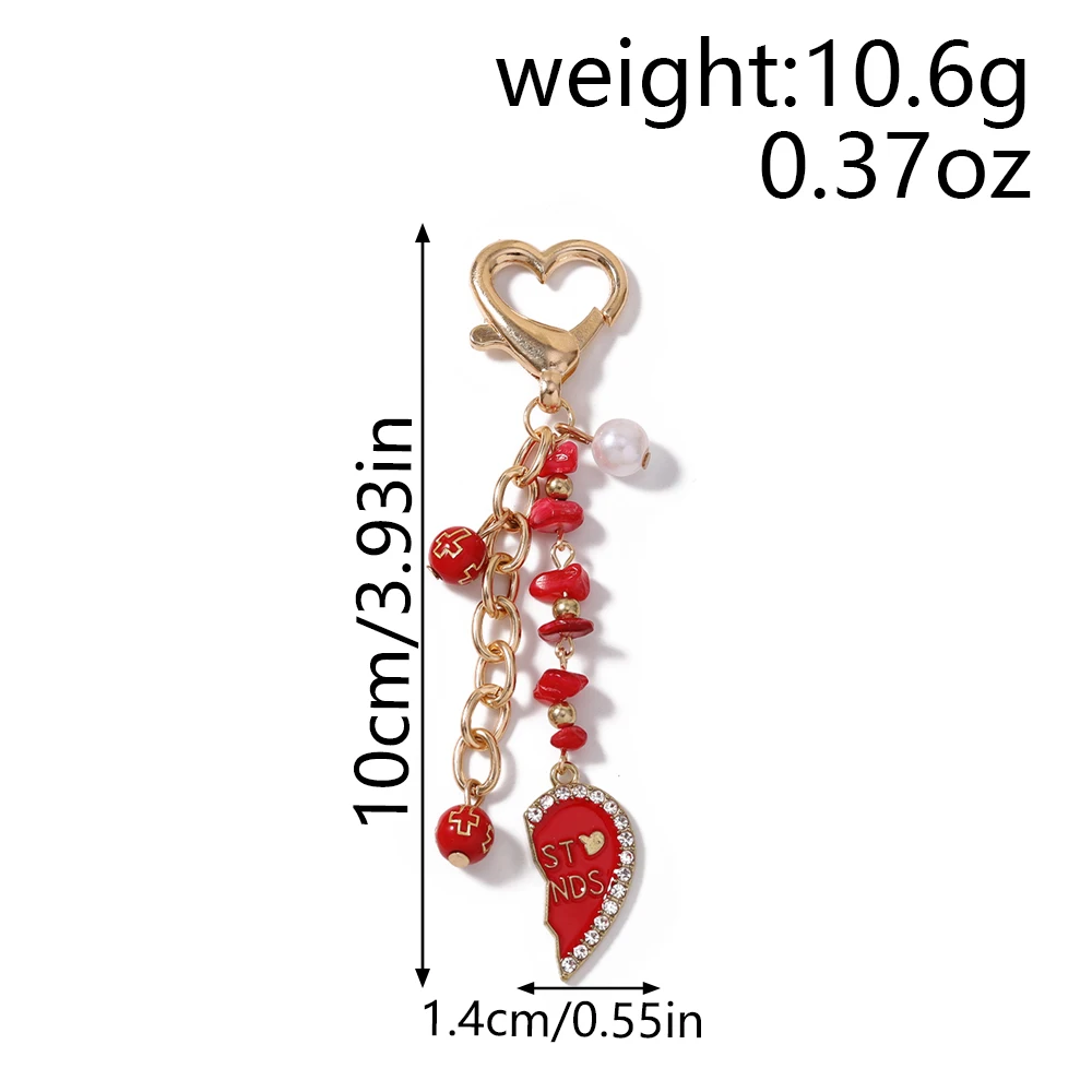 Aihua Niedlicher Kristallherz-Schlüsselanhänger für Beste Freundinnen, Frauen und Mädchen, BFF-Schlüsselring-Anhänger zur Handtaschendekoration, DIY Handgemachter Schmuck Geschenk – Detail 6
