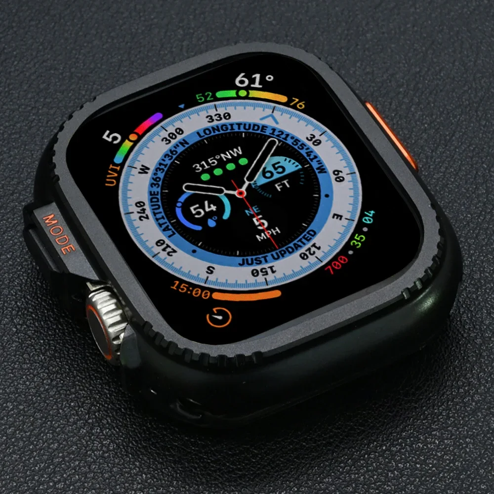 Stoßstangen-Metallgehäuse für Apple Watch Ultra 2 49 mm, 46 mm, 45 mm, 44 mm, kein Bildschirm, Glasabdeckung für iWatch-Serie 10, 9, 8, 7, 6, 5 SE-Zubehör