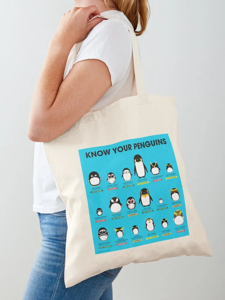 Know Your Penguins Tote Bag sac pour femme Shopper bags for women Canvas stote bag