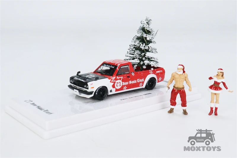 ミニチュアアクションフィギュア,1:64 nissan sunny hakotora 2021,クリスマスメイド,高品質の合金人形,車の装飾モデル,おもちゃ