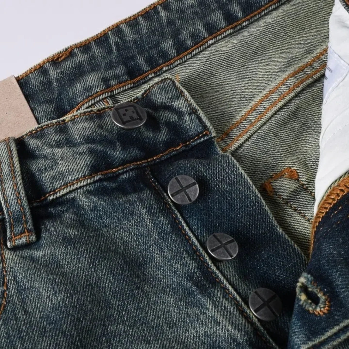 شورت دينم صيفي راقي مع زر بلاكيت سروال مستقيم مطرز بنمط مقاوم للبهتان وقابل للغسل كاجوال مناسب تمامًا #3