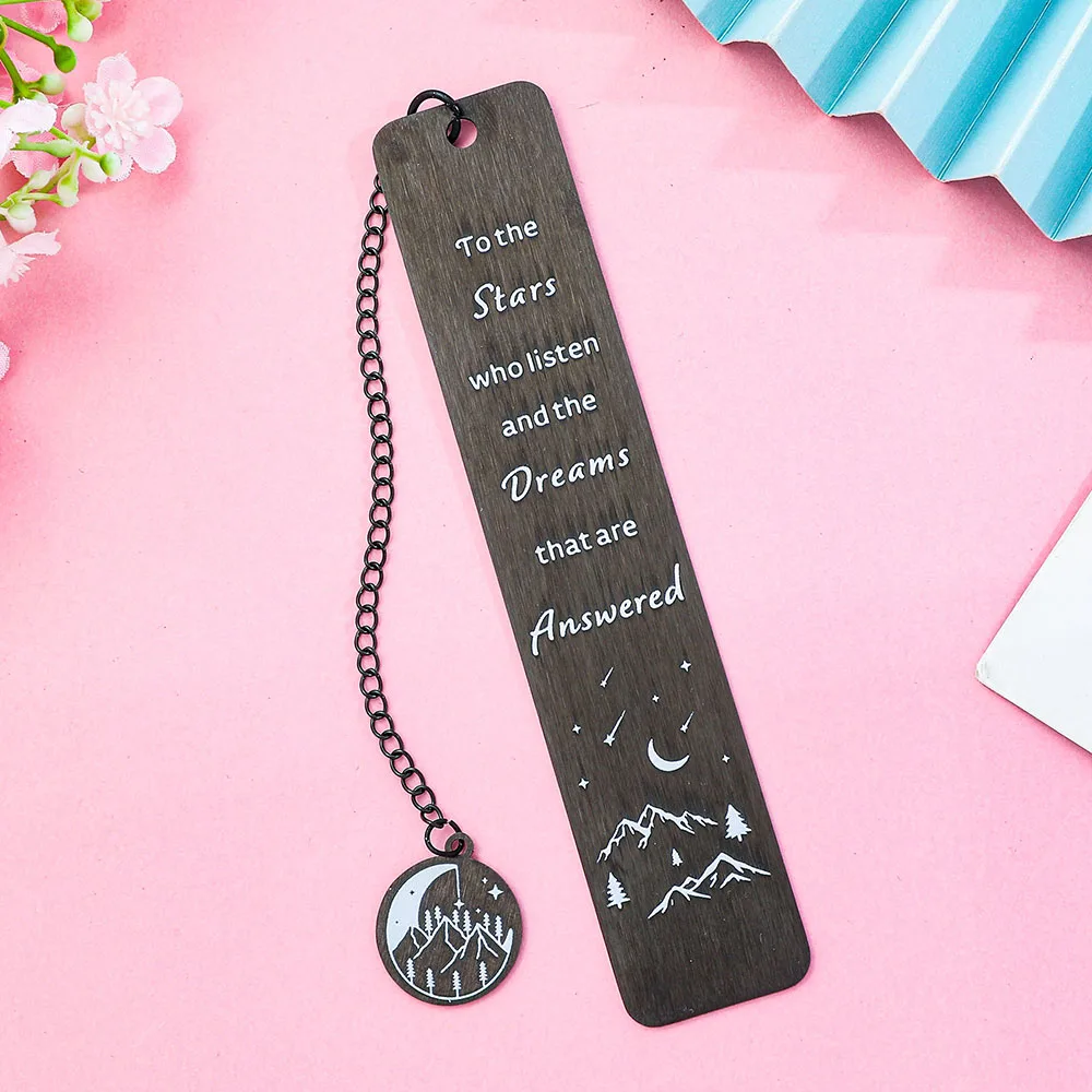 1PC premium electrophoretic black double-sided pendant bookmark, stainless steel metal rectangular bookmark.